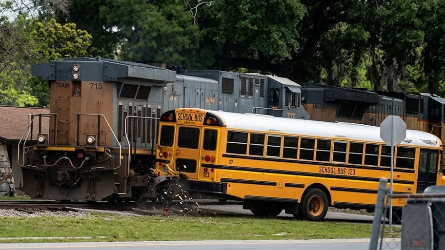 Imagen de Conductora de bus escolar es detenida tras casi ser arrollados por un tren en Florida