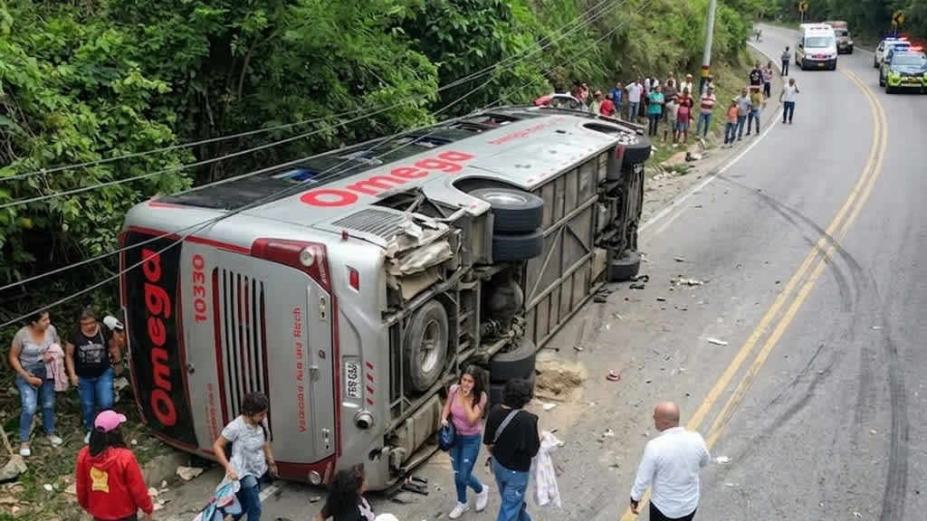 Imagen de Bus con 42 pasajeros se volcó en la vía Cúcuta-Sardinata y dejó 17 heridos