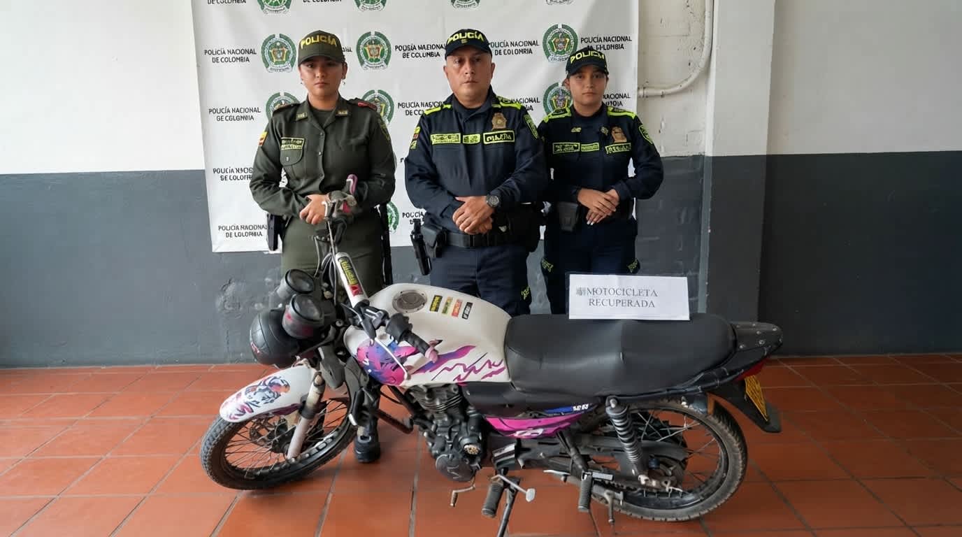 Imagen de Policía recupera motocicleta hurtada en Silvania tras control en Arbeláez