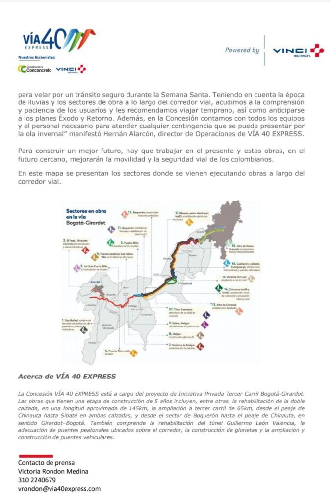 VÍa 40 Express Así Funcionará La Movilidad En La Vía Bogotá Girardot En Semana Santa Emisora 8261